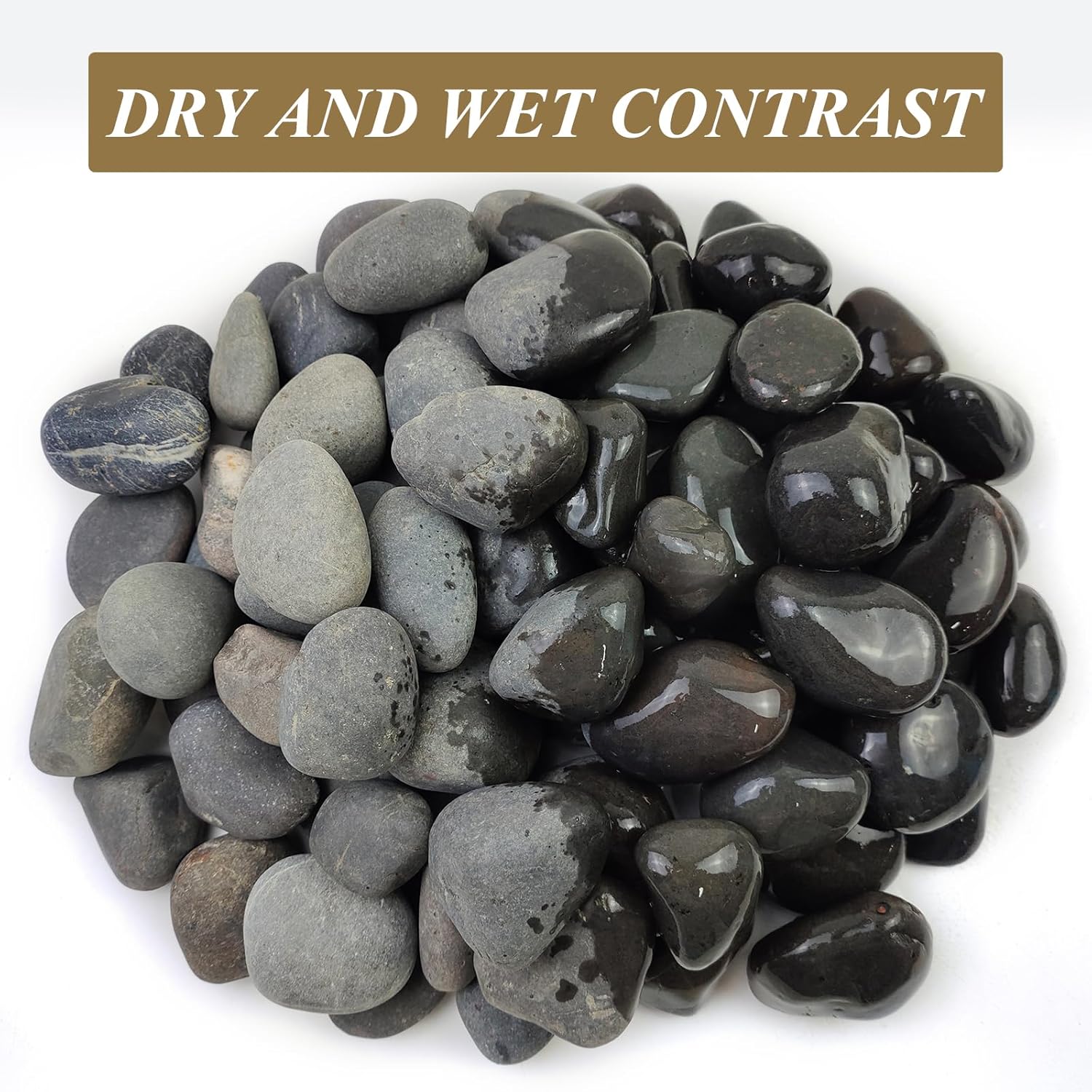 5 lbs Black Stones Pebbles for Planters, 2-3 Inch Natural Decorative Black River Rocks for Outdoor Landscaping, Aquarium, Garden, Walkways, Fountain and Painting Rocks