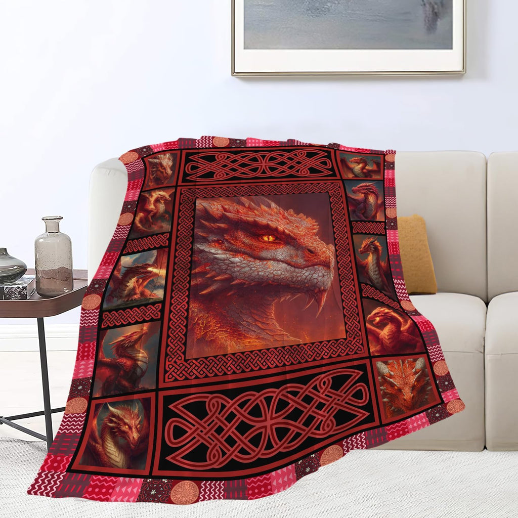 Dragon Throw Blanket Dragon Stuff Gifts for Kids Girls Boys Adults Women Men Soft Cozy Warm Plush Fluffy Fuzzy Fleece Blanket Decor 50''X60''