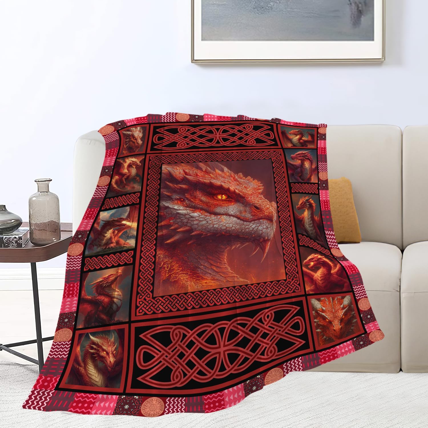 Dragon Throw Blanket Dragon Stuff Gifts for Kids Girls Boys Adults Women Men Soft Cozy Warm Plush Fluffy Fuzzy Fleece Blanket Decor 50''X60''