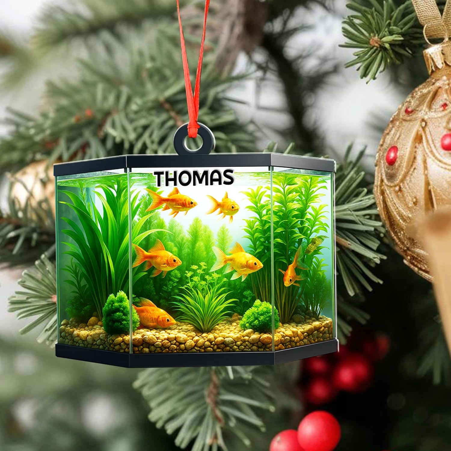 Personalized Aquarium Fish Tank Ornament, Fishes Christmas Ornament, Underwater Aquarium Ornament, Aquarium Decorations for Fish Tank, Gift for Ocean Lovers, Scuba Divers (FT9)