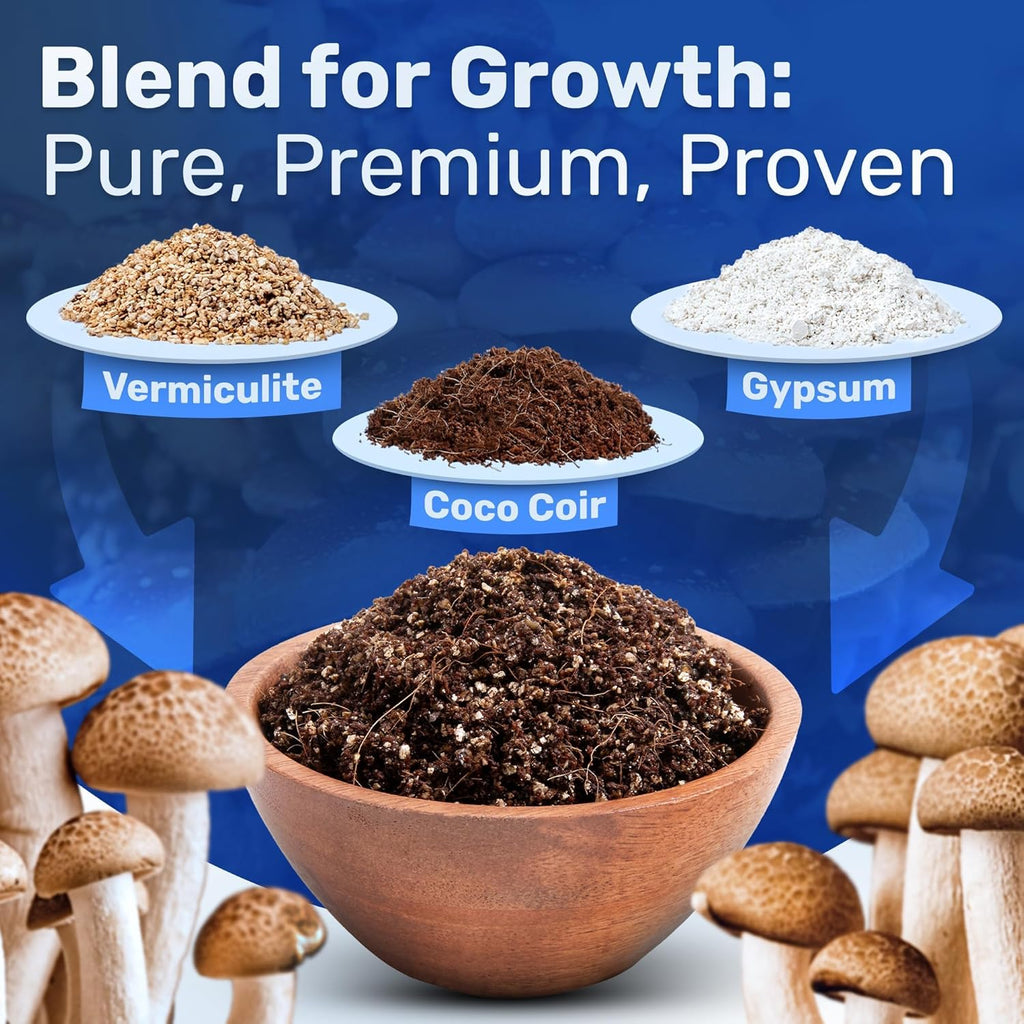 Surfin' Spores Dry Mushroom Substrate Mix | Produces 40 Pounds of Pasteurized Bulk Substrate | CVG Blend (Coco Coir, Vermiculite, Gypsum)