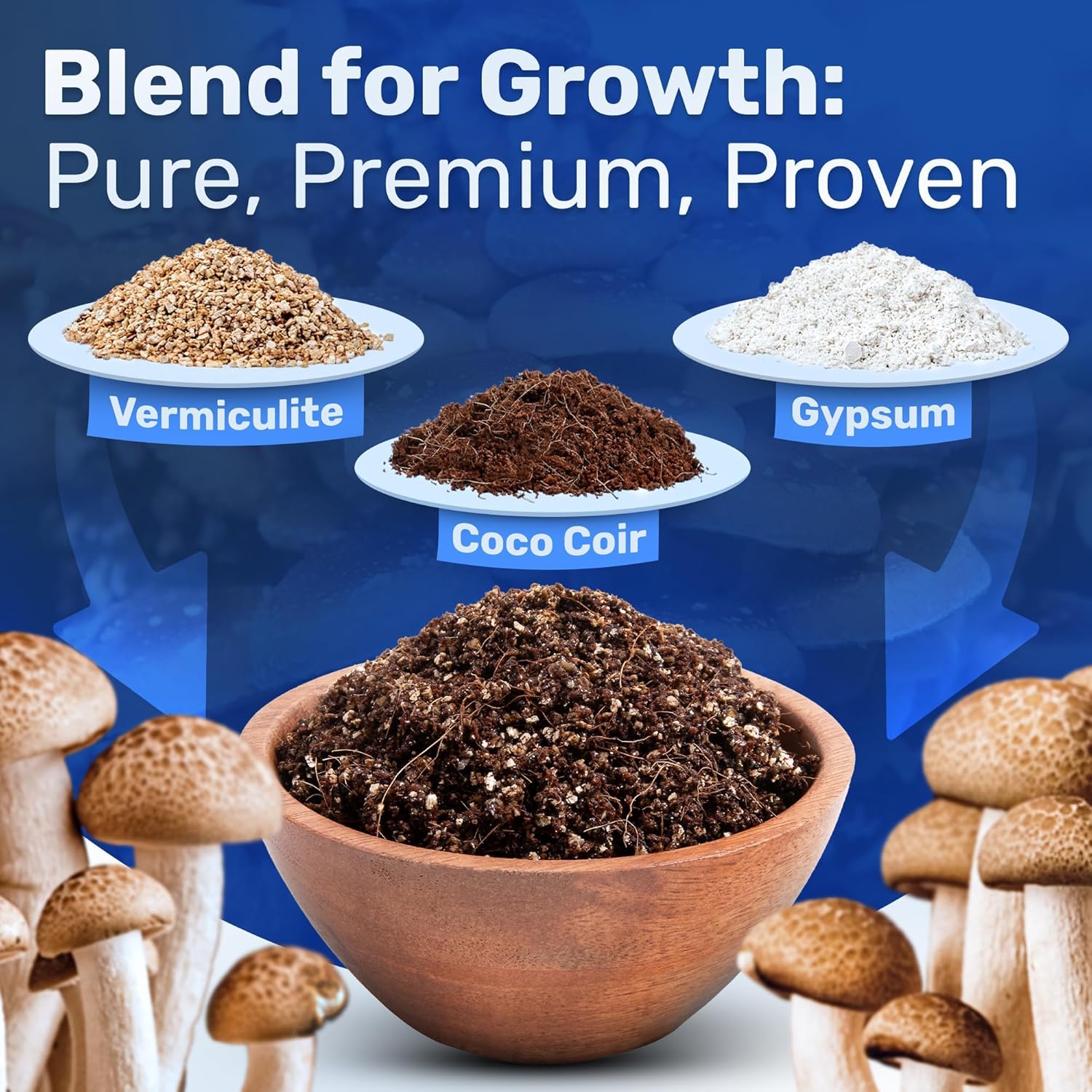 Surfin' Spores Dry Mushroom Substrate Mix | Produces 20 Pounds of Pasteurized Bulk Substrate | CVG Blend (Coco Coir, Vermiculite, Gypsum)