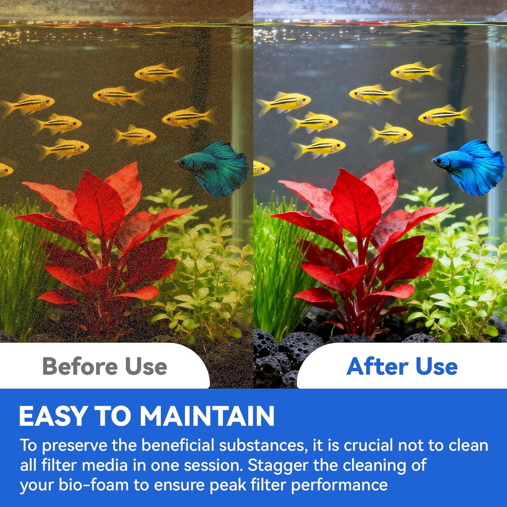 Bio Foam for Fluval 306,307 Canister Filters, Aquarium Filter Media Replacement Sponge Kit, Includes 4 White 4 Blue 4 Black Filter Foam for Fluval Fish Tank Biological Filtration, 12 Pack