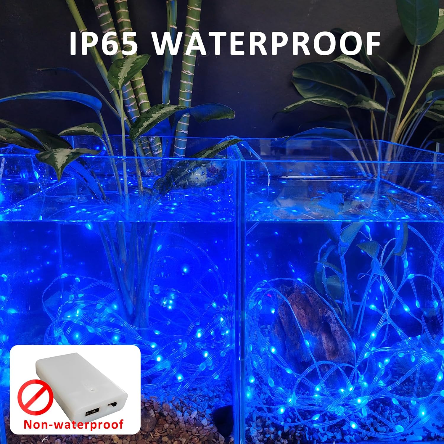 Smart Fairy Light Battery Operated, 2 Pack 16.4ft Outdoor Fairy Lights Waterproof, RGB Twinkle Lights, Color Changing String Light APP Controlled for Indoor, Outdoor, Bedroom, Camping