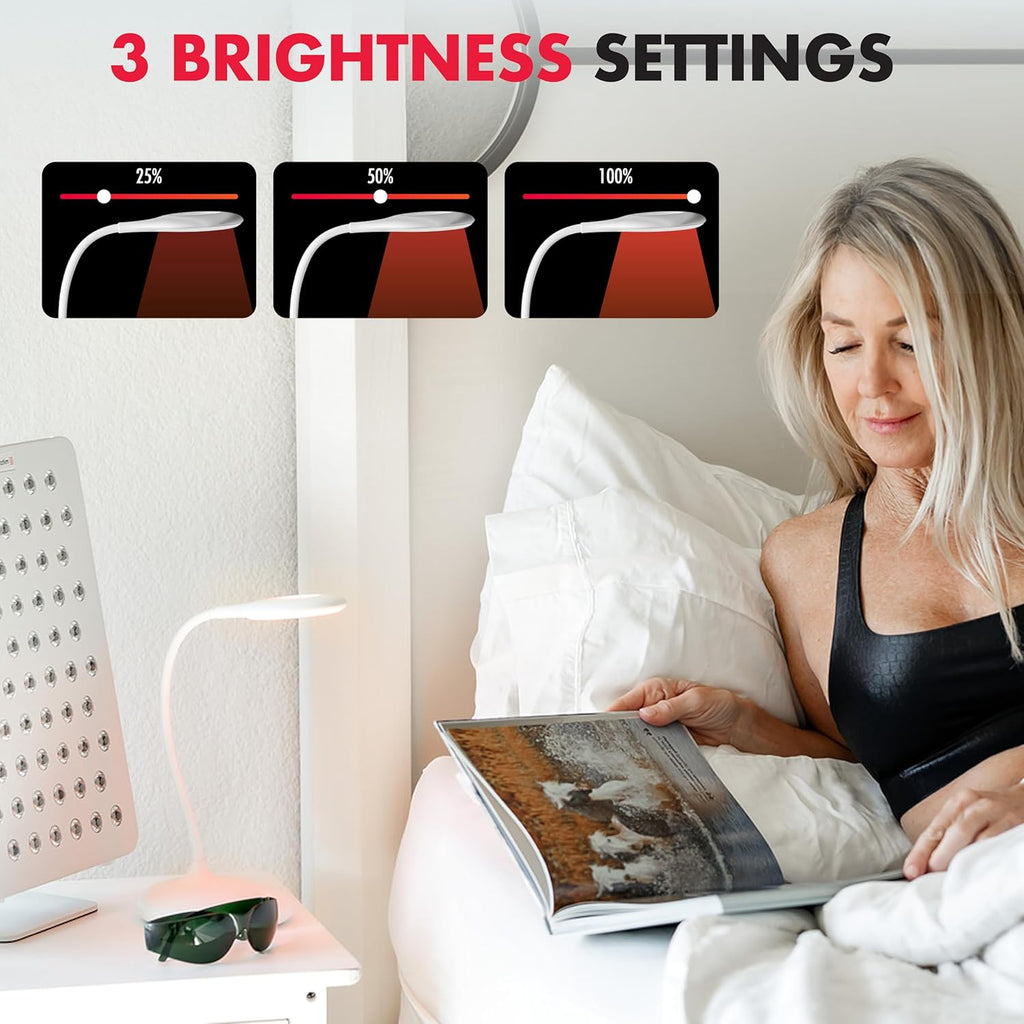 Mito Red Light - No Blue Light Lamp - Modern LED Rechargeable Table Lamp - Rechargable Desk Lamp - Bedside Touch Lamp - - Table Lamp for Whole House - No Flicker LED (633nm Red), White