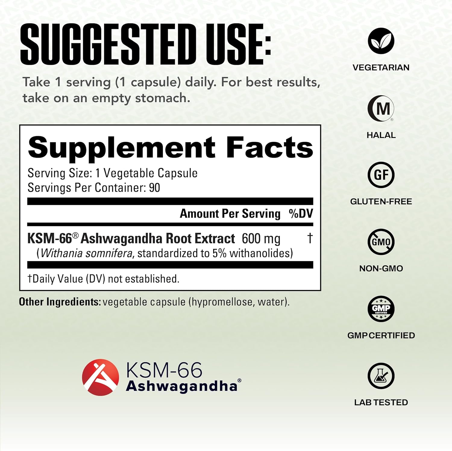 NutraBio Ashwagandha KSM-66 | Ashwaganda Herbal Supplement for Stress, Mood, & Performance | 600 MG of Clinically Studied KSM66 90 Capsules