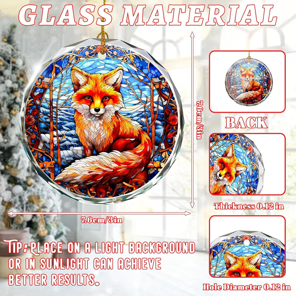 Fox Stained Glass Ornament - Christmas Tree Decor, Fox Ornaments for Christmas Tree, Gift Exchange