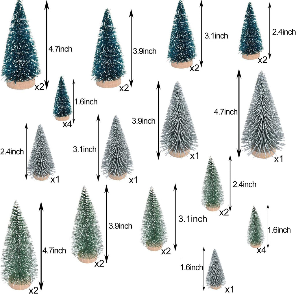DearHouse 29PCS Artificial Mini Christmas Trees, Mini Pine Tree Sisal Trees with Wood Base Bottle Brush Trees for Christmas Table Top Decor Winter Crafts Ornaments