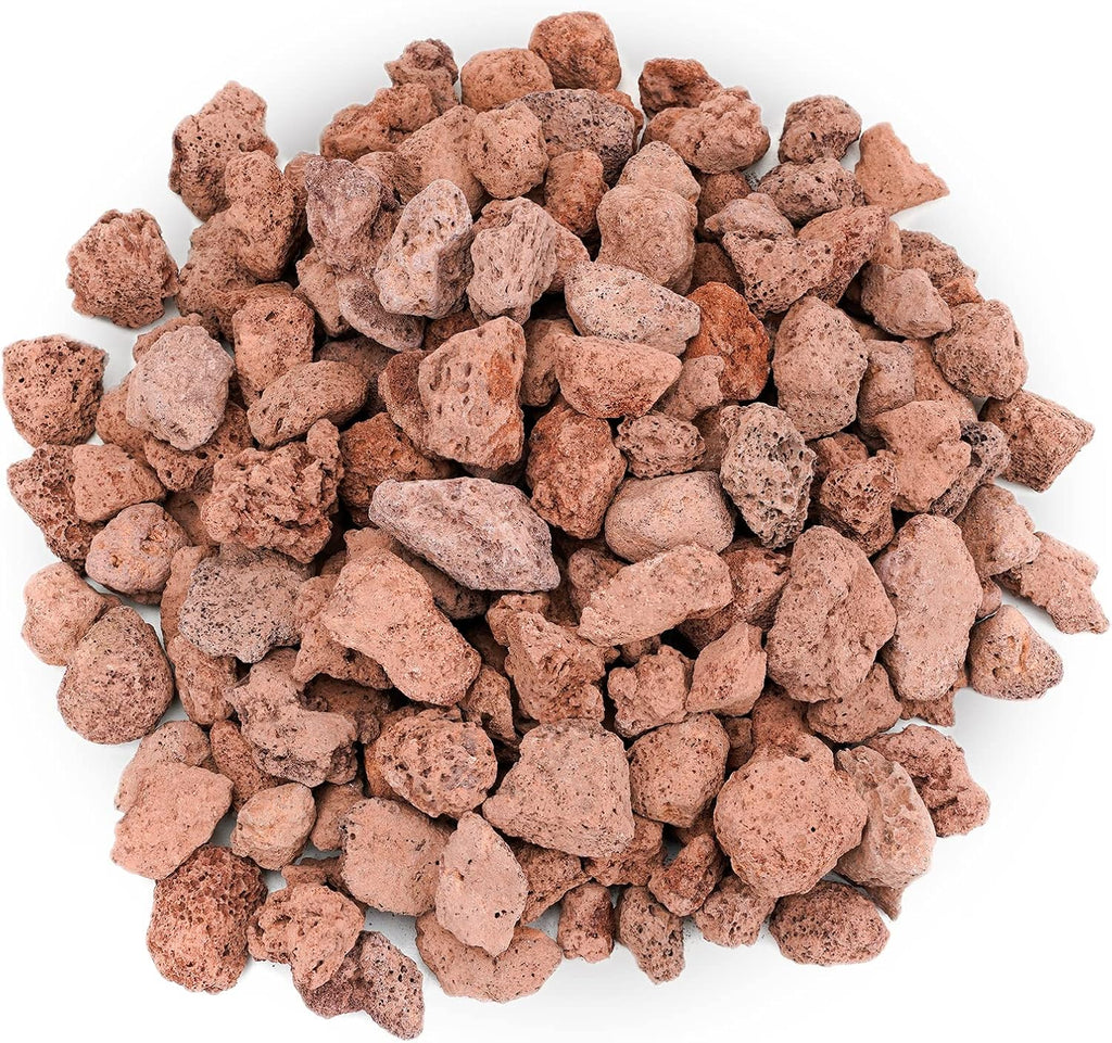Onlyfire Red Lava Rock 10 Pounds Volcanic Lava Stones for Indoor Outdoor Fire Pits Fireplaces Gas Grill and Landscaping, 0.8-1.2 Inch