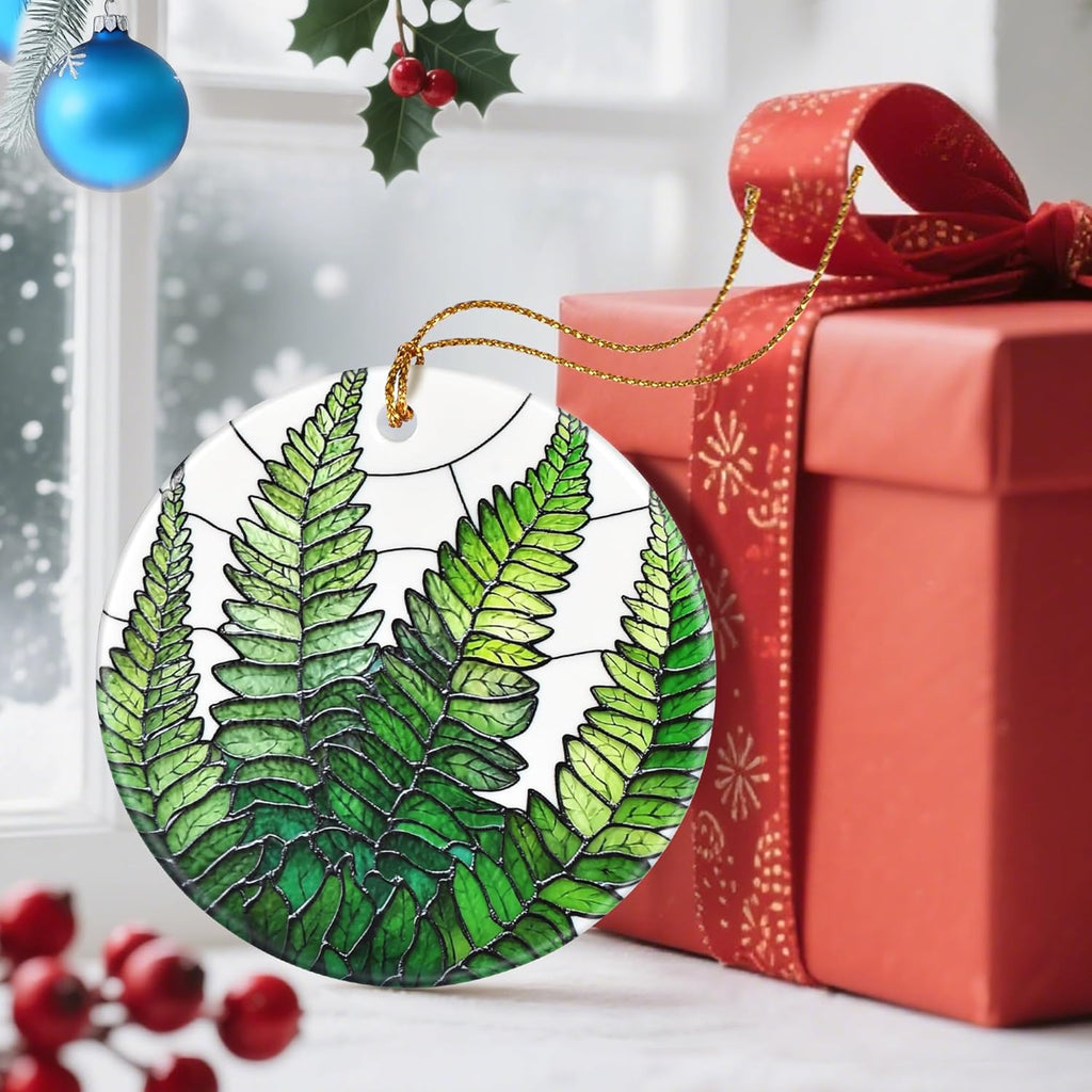 Christmas Ornaments, Dodosky 2.8in Ceramic Fern Plant Ornament, Xmas Decor, Christmas Tree Ornaments, Xmas Decorations for Tree, Holiday Ornament, Gifts for Plant Lovers, Gifts for Women, Men