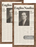 11x22 Newspaper Frame 2 Packs, Real Glass and Rustic Brown Wood Frame, Display Panoramic 11 x 22 Magazine Frames - Horizontal or Vertical Wall Mounting