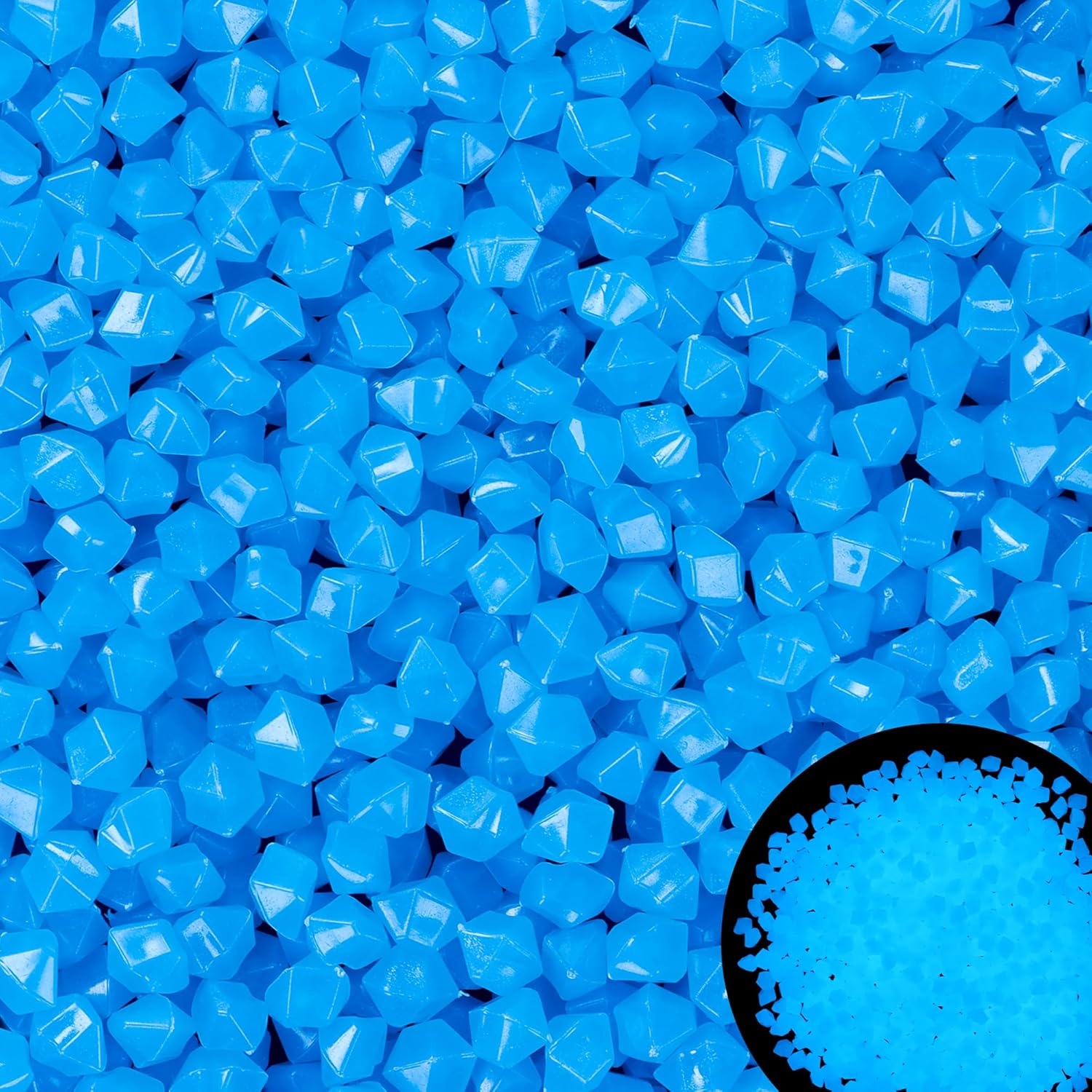 850pc Luminous Pebble Stones Glowing Rocks Indoor Outdoor Decor Luminous Stone for Garden Patio Aquarium Walkway Driveway(Blue)