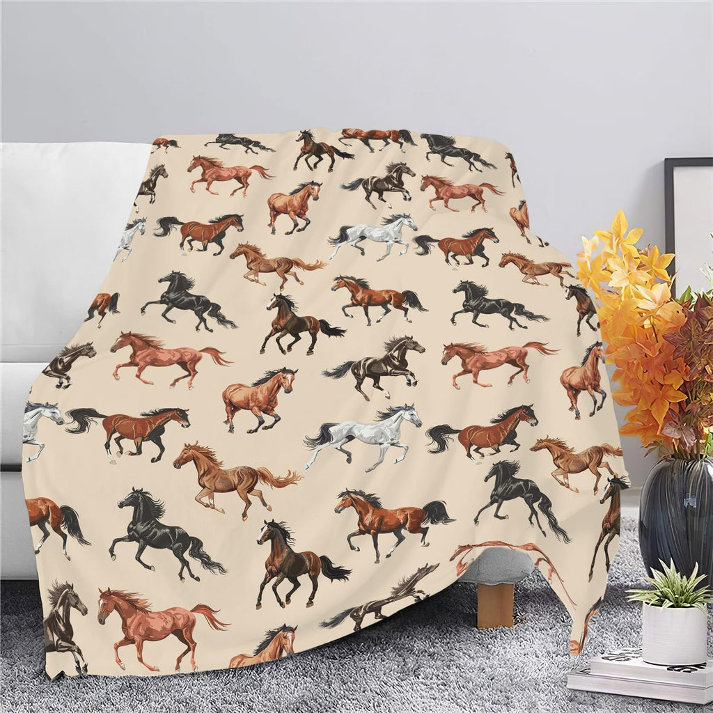 Horse Blanket Horse Throw Blanket Gifts for Girls Boys Kids Adults Women Men Super Soft Cozy Plush Fluffy Fuzzy Fleece Blanket Home Decor 40''X50''