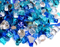 Skyflame 10-Pound Blended Fire Glass for Fire Pit Fireplace Landscaping, 1/4 Inch Aqua Blue, Platinum, Cobalt Blue, Reflective