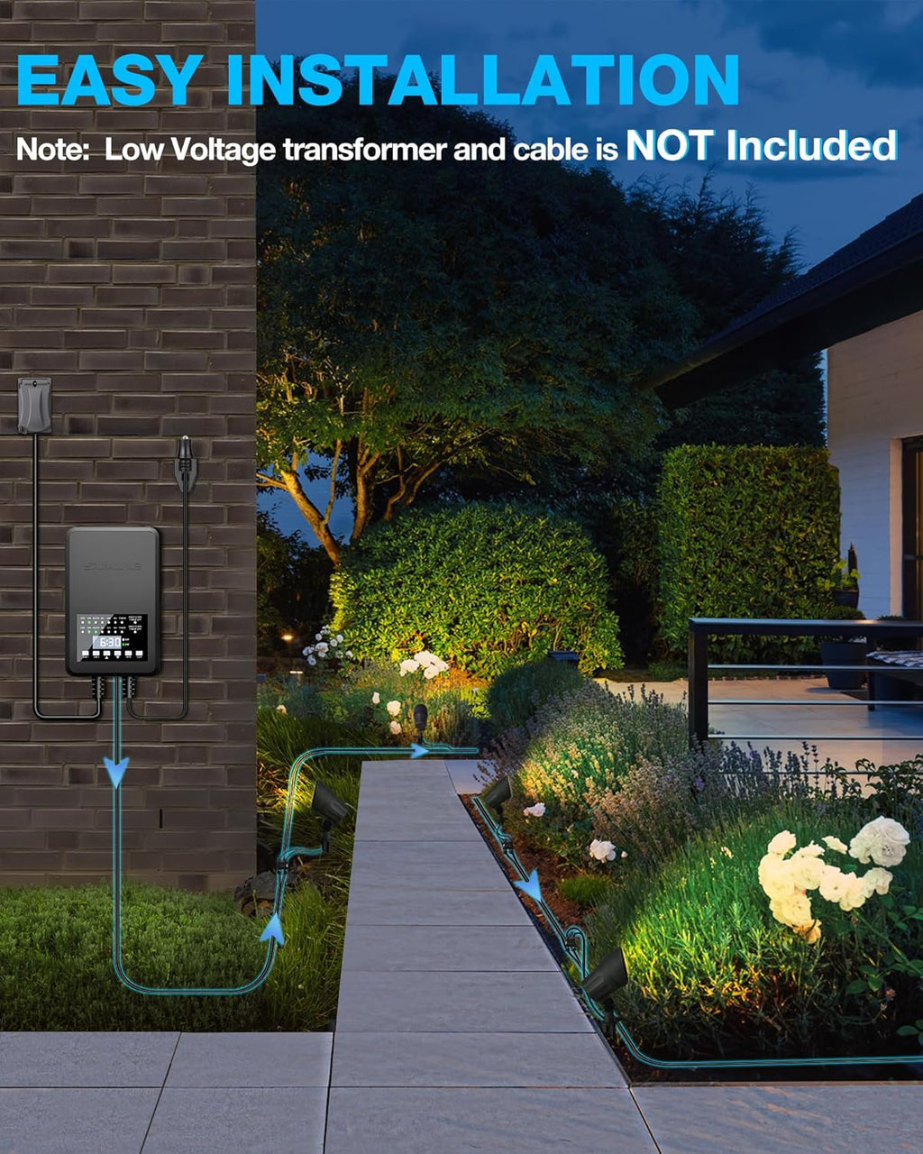 SUNVIE 6W Low Voltage Landscape Lighting LED Landscaping Lights Warm White Low Voltage Lighting Waterproof Landscape Spotlights with Connectors Spot Lights Outdoor for Tree Wall Pathway Yard, 4 Pack