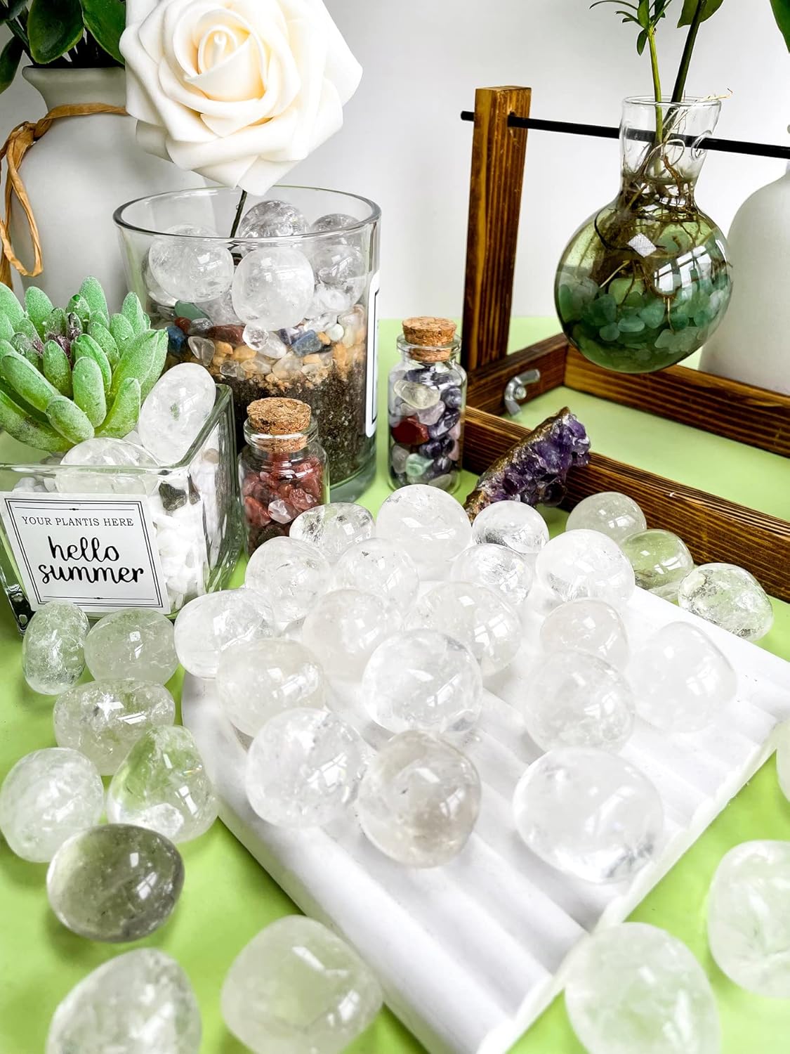 DUQGUHO Clear Quartz Healing Crystals Stones Set Natural Bulk Crystals Tumbled Polished Irregular Crystal Stones Bulk Rocks 0.45 lbs