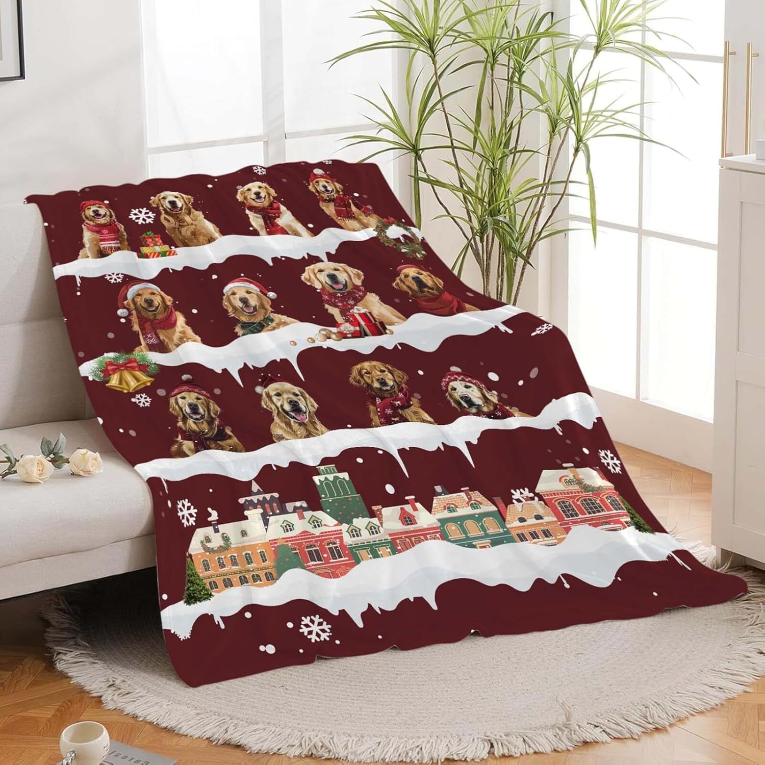 Golden Retriever Throw Blanket Golden Retriever Dog Christmas Stuff Gifts for Kids Girls Boys Adults Women Man Soft Cozy Warm Plush Fluffy Fuzzy Fleece Blanket Decor 40''X50''
