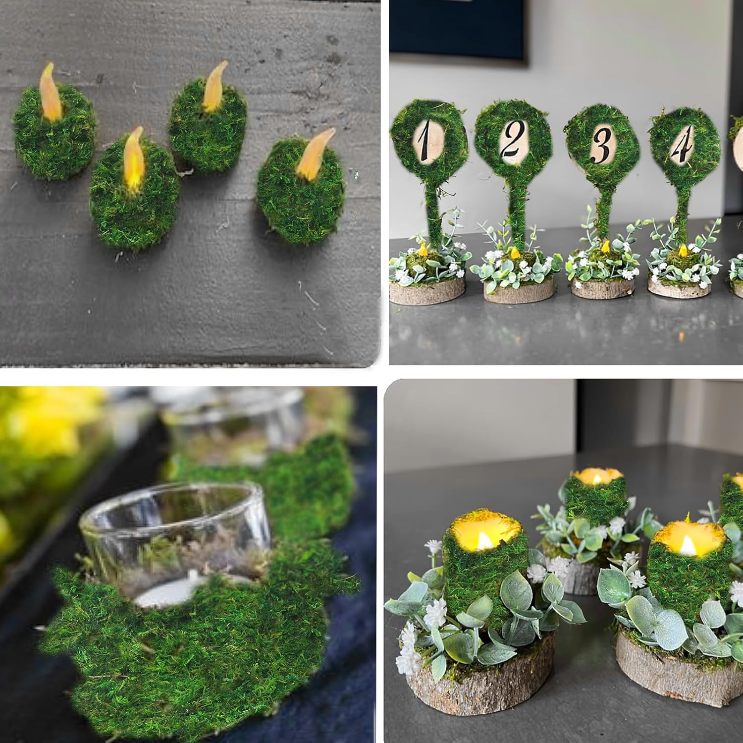 FAICOIA Moss Table Runner Dried Moss for Crafts Green Moss Roll for Fairy Gardens Wedding Woodland Decor 12" x 60" Preserved Moss Mat for Table Decoration Moss Carpet for Moss Grass Wall 30x153cm