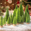 LOVEINUSA 40PCS Mini Christmas Trees, 5 Sizes Artificial Sisal Trees Bottle Brush with Wooden Base for Xmas Winter Home Table Decoration