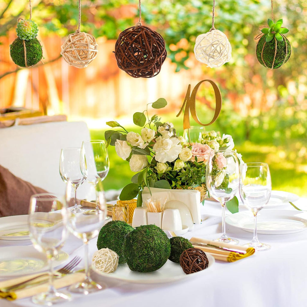 Yunsailing 36 Pcs Moss Decorative Balls for Centerpiece Bowls and Rattan Wicker Balls Handmade Moss Balls Orbs Moss Vase Filler for Garden Wedding Home Decoration