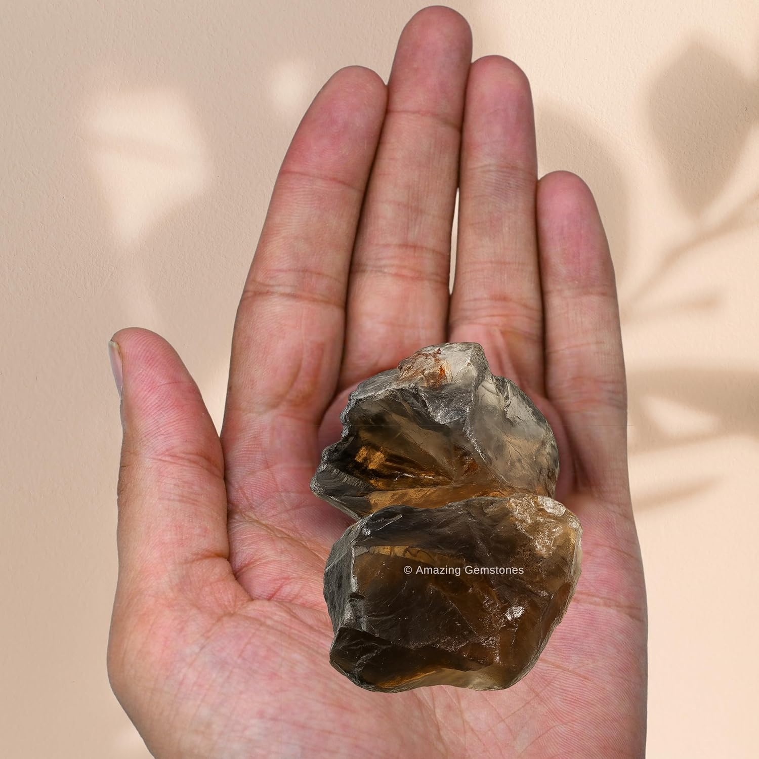 Amazing Gemstone 2 Pieces Smoky Quartz Raw Crystals and Healing Stones, Natural Rocks for Tumbling and DIY Raw Stones and Crystals