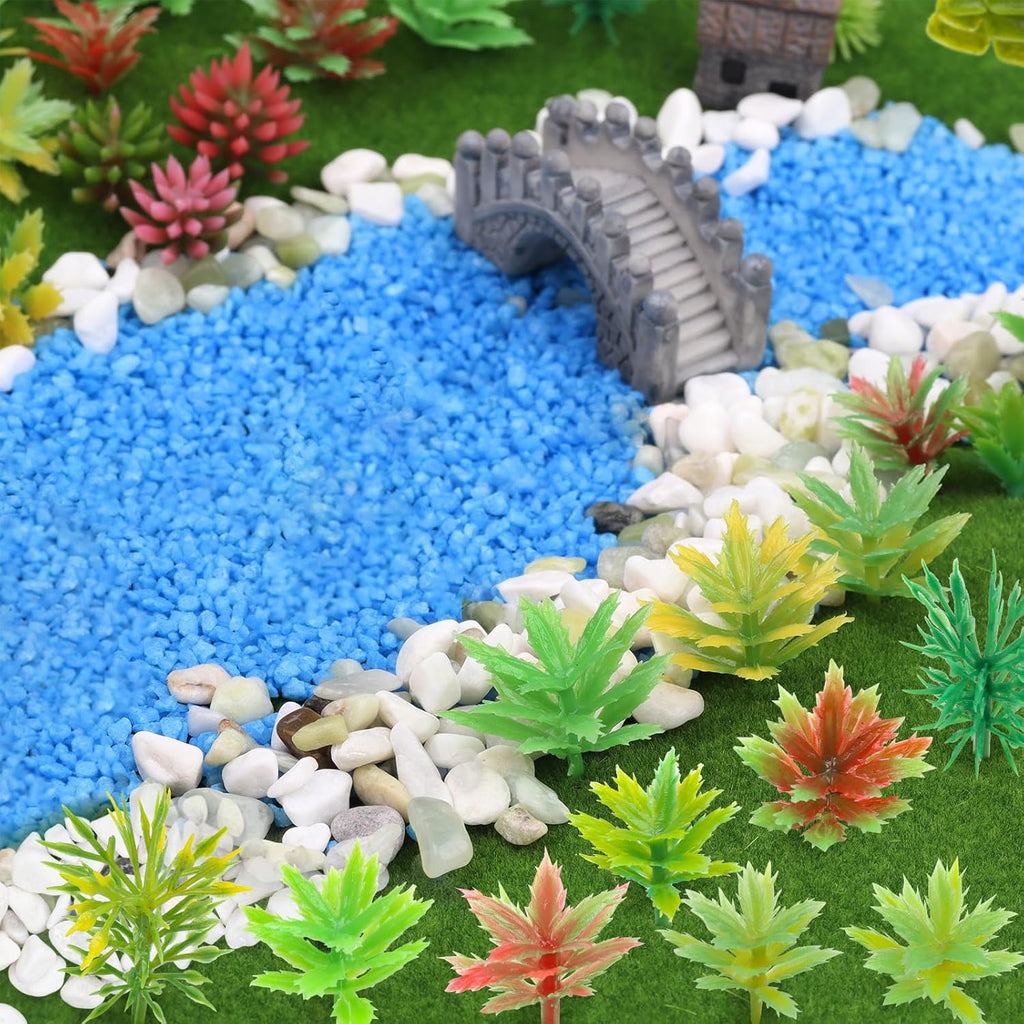 82pcs Model Plants Miniature Trees Train Scenery Rainforest Fairy Garden Accessories Model Railway River Sand Stone Artificial mini Plants Park Garden Scene Architecture Building Model
