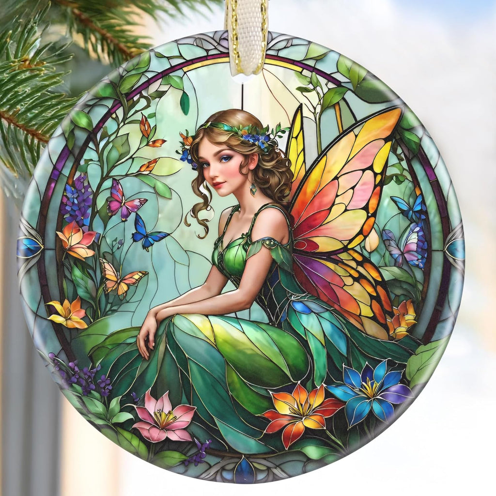 Vintage Fairy 2025 Ornaments for Christmas Tree - Round Ceramic, Holiday Decor, Christmas Tree Decoration - Gift Idea for Women