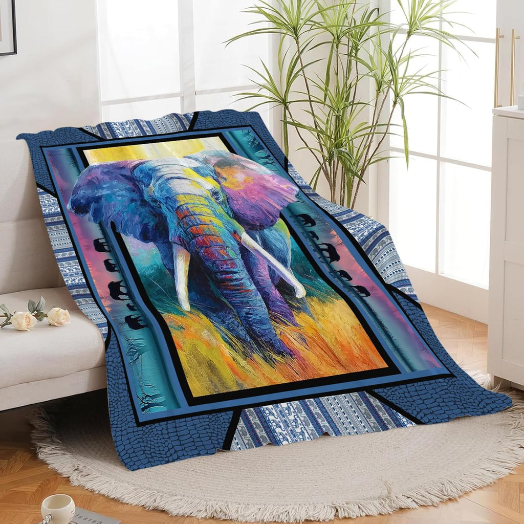 Elephant Throw Blanket Elephant Stuff Gifts for Kids Girls Boys Adults Women Men Soft Cozy Warm Plush Fluffy Fuzzy Fleece Blanket Decor 50''X60''