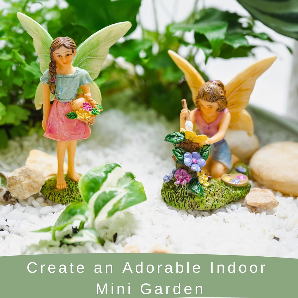 PRETMANNS Fairies for Fairy Garden - Colorful Accessories for an Indoor or Outdoor Miniature Garden - an Adorable Figurine Kit - 2 Pieces