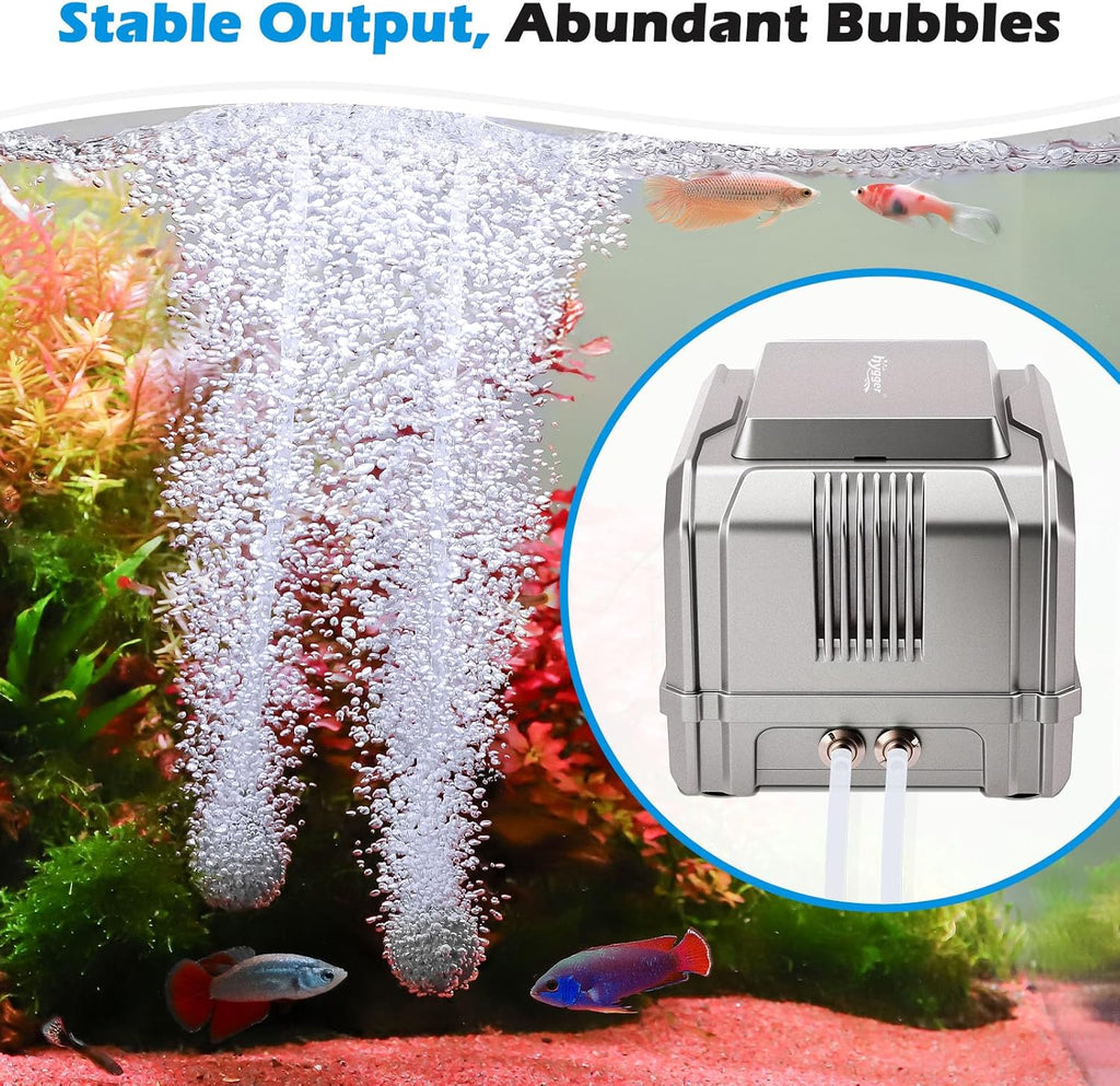 hygger 5W Aquarium Air Pump: Quiet Powerful Adjustable Fish Tank Air Pump, Dual Outlets Oxygen Aerator, Fish Tank Bubbler for Up to 150 Gallons Aquariums, for Freshwater, Saltwater, Hydroponics