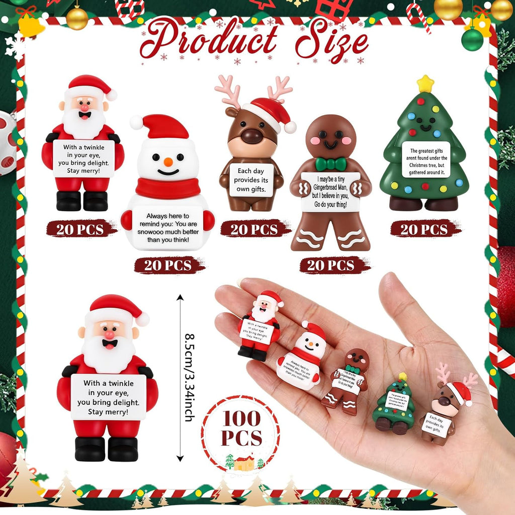 Gejoy 50 Pcs Mini Rubber Christmas Toys Positive Mini Christmas Figures Gifts Decorations and Encouragement Birthday Motivational Gifts for Colleague Staff Teacher