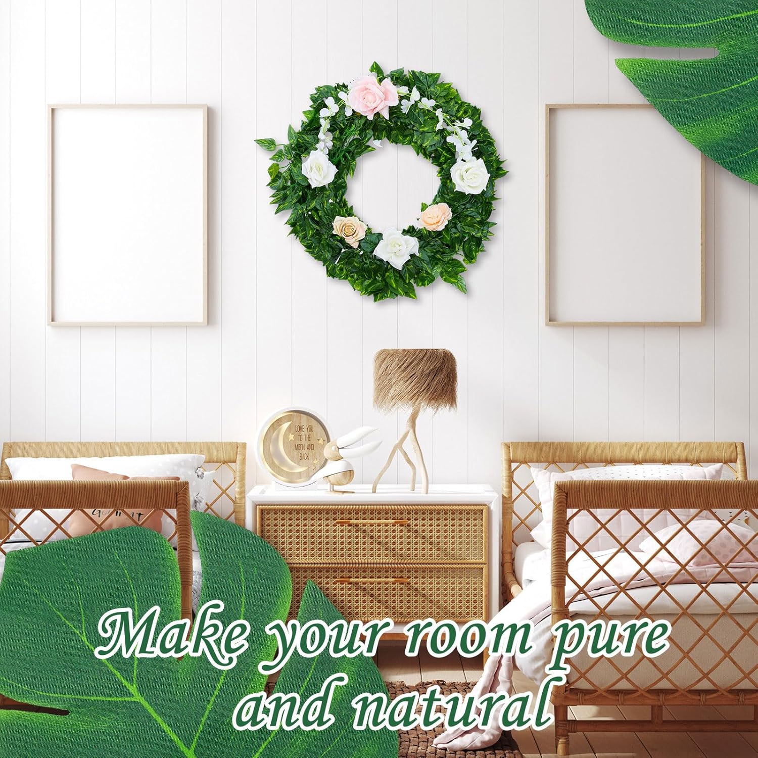 XunYee 168 Pcs Artificial Jungle Vines Tropical Leaf Garland and Monstera Palm Leaves Jungle Decoration Set, Fake Ivy Vines Green Greenery Faux Leaves for Baby Shower Safari Tropical Party Decoration