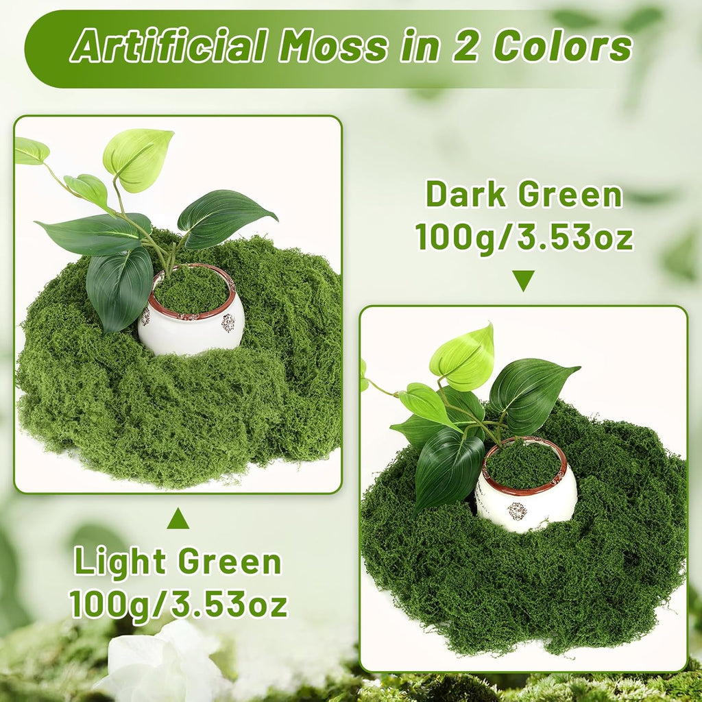 Jollidecor Artificial Moss for Potted Plants, 7.06 OZ Fake Green Moss for Crafts DIY, Faux Decorative Moss Planter Filler for Fairy Garden, Table Centerpiece, Landscaping, Terrarium