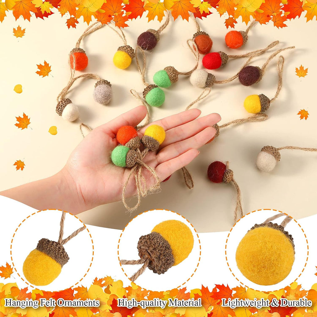 Tatuo 30 Pcs Christmas Felt Acorn Ornaments Colorful Wool Felt Acorn Pom Balls Mini Wool Acorns Bulk for DIY Xmas Crafts Christmas Tree Hanging Ornaments Party Favors Home Indoor Decor(Mixed Colors)