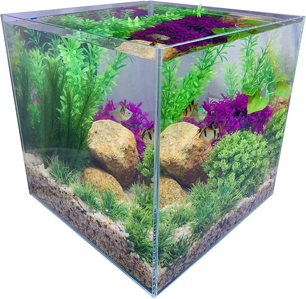 Rimless Low Iron 2.1 Gallon Glass Aquarium Tank 7.8" L × 7.8" W × 7.8" H / 20cm x 20cm x 20cm, 5mm Thickness Standard Jointed