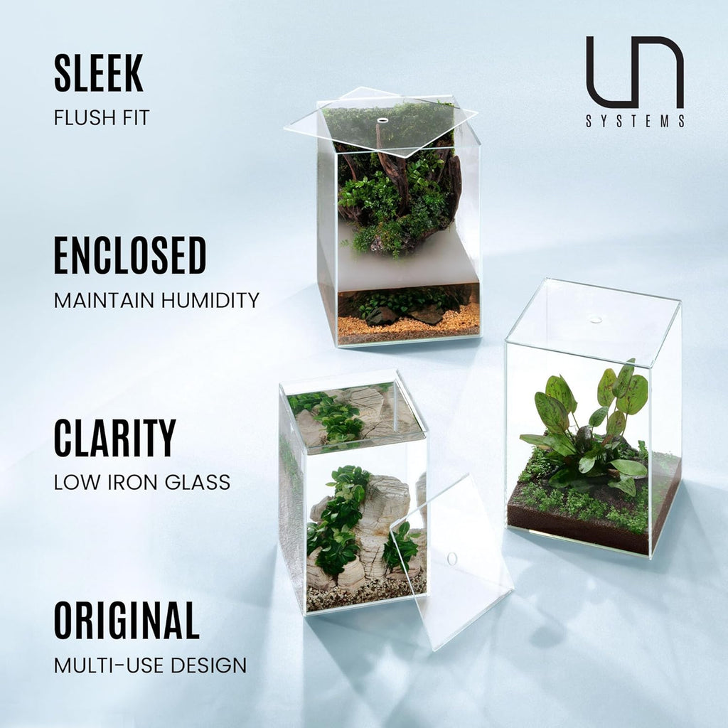 Ultum Nature Systems Prism Rimless Aquarium - Low Iron Glass, Cube With Mitered Lid, Tall Fish Tank, Multi-Purpose Vertical Nano Tank for Home & Office - UNS Prism, 20TM