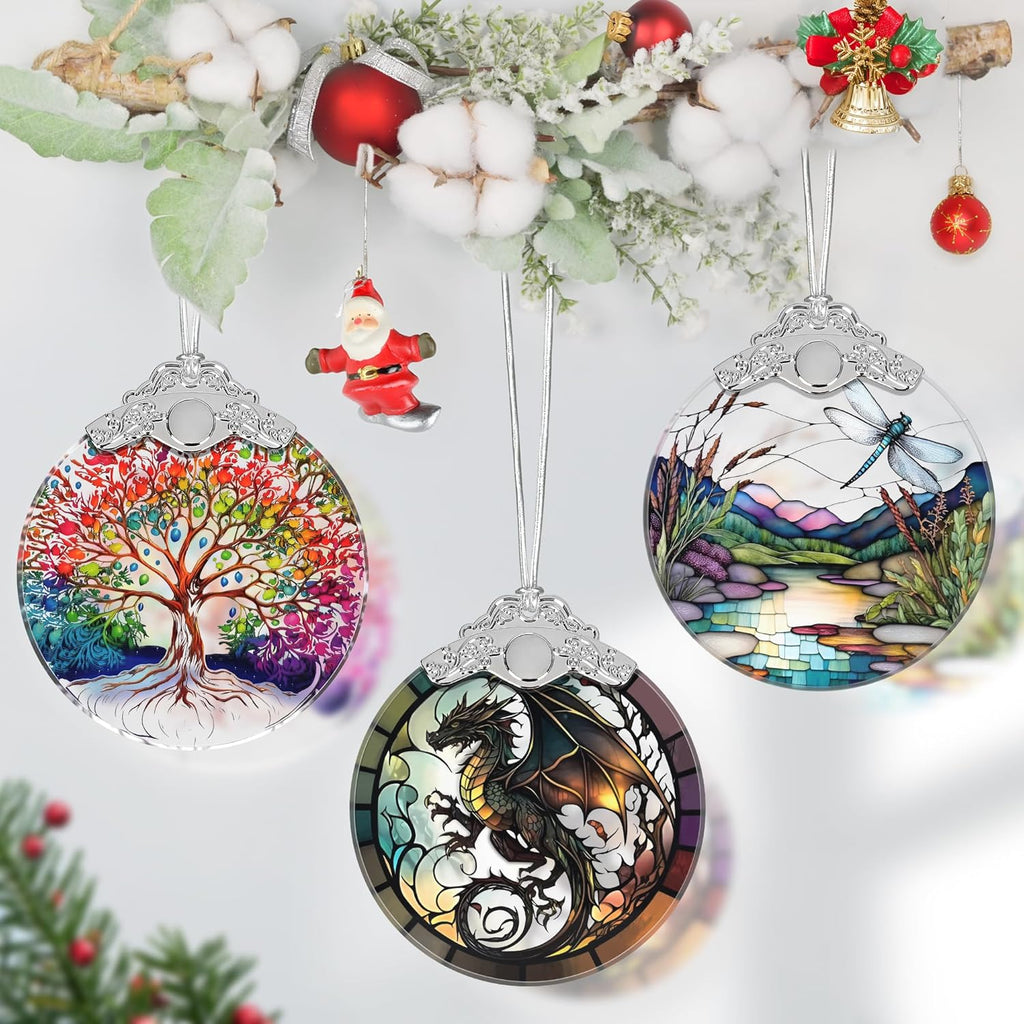 Dragon Stained Glass Ornament, Christmas Ornaments, Xmas Tree Decorations, Ornaments for Christmas Tree, Holiday Presents, Gift Exchange Ideas