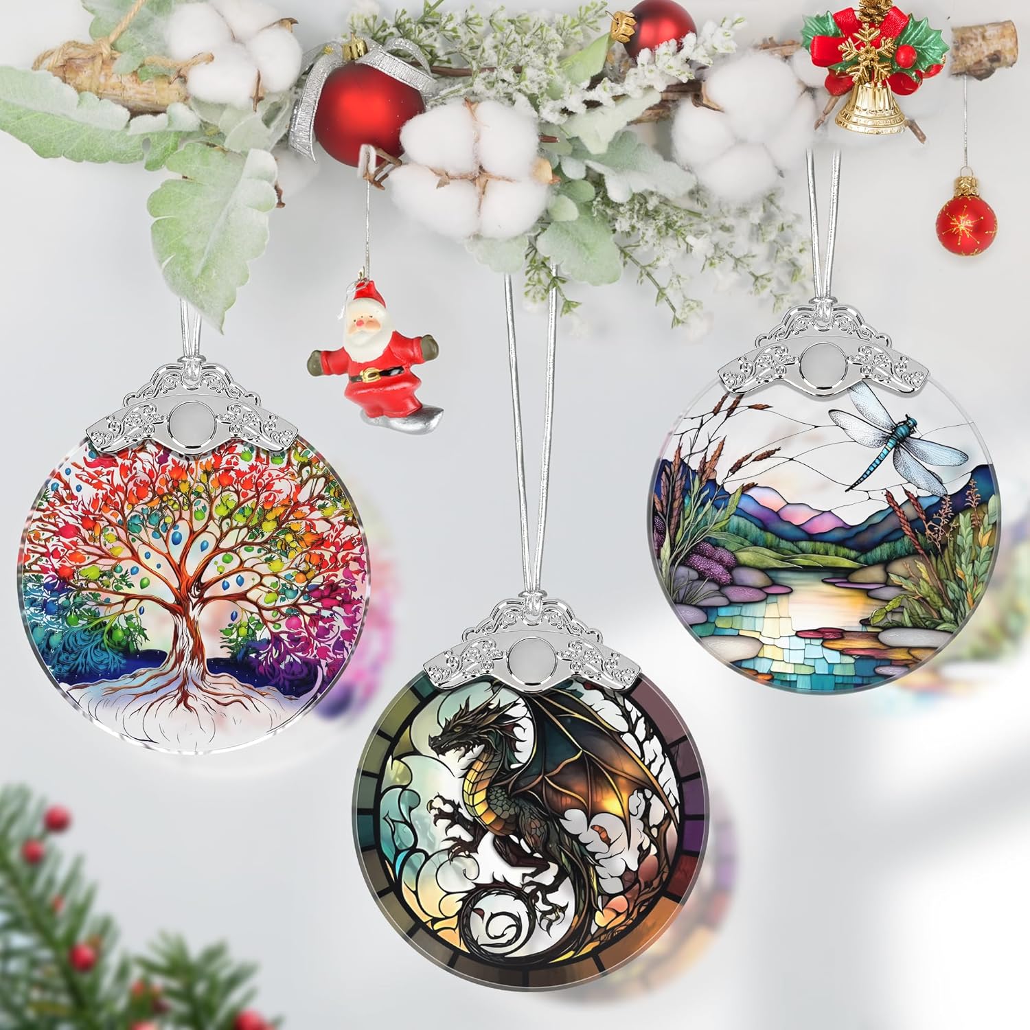 Dragon Stained Glass Ornament, Christmas Ornaments, Xmas Tree Decorations, Ornaments for Christmas Tree, Holiday Presents, Gift Exchange Ideas
