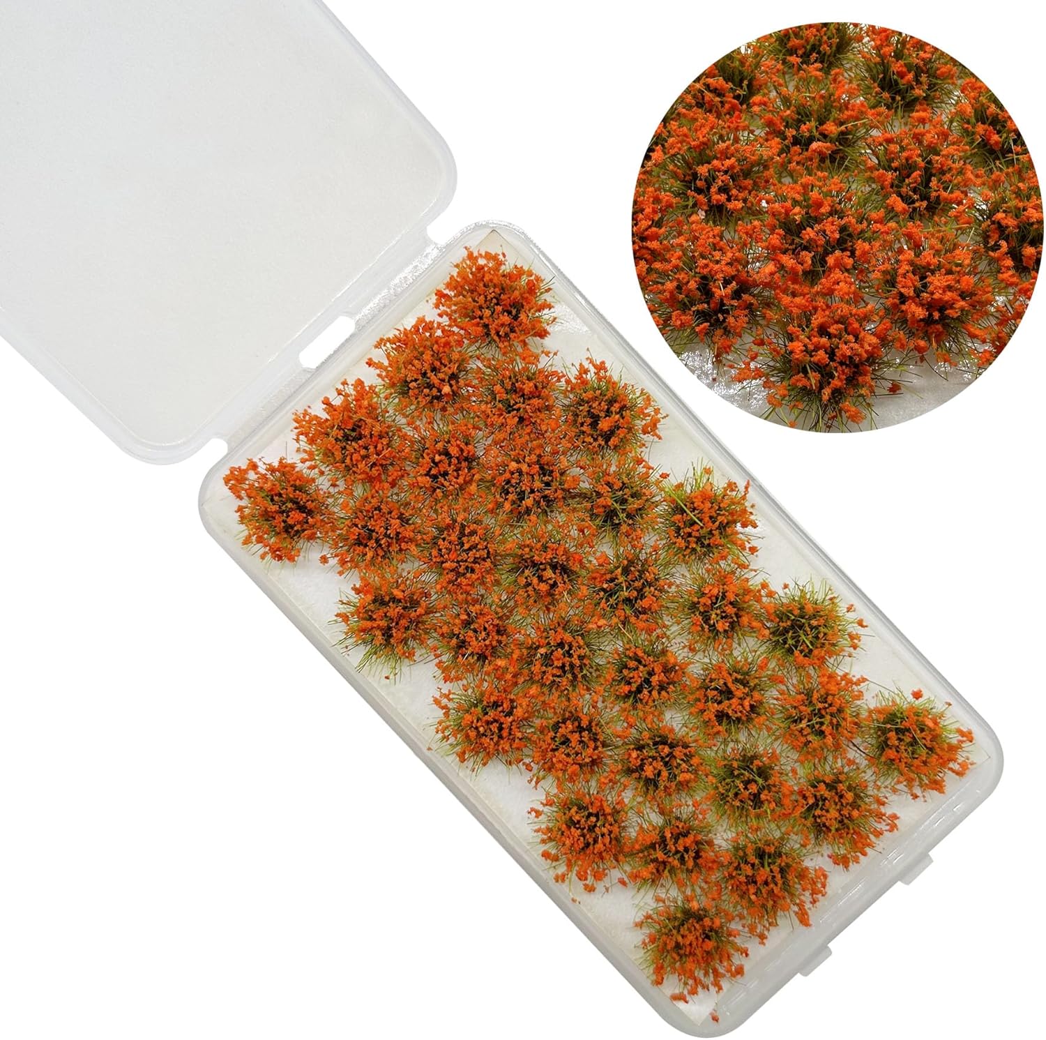 Woohome Static Grass Tuft Model Gras s Tufts, 64 PCS Railway Artificial Grass Pink and Orange Bushy Tuft Flower Cluster Vegetation Groups for DIY Building Model Train Landscape Railroad Scenery