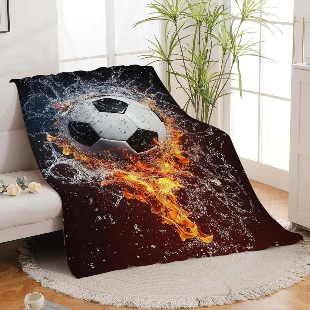 Soccer Throw Blanket Sports Soccer Stuff Gifts for Kids Girls Boys Adults Women Man Soft Cozy Warm Plush Fluffy Fuzzy Fleece Blanket Decor 40''X50''
