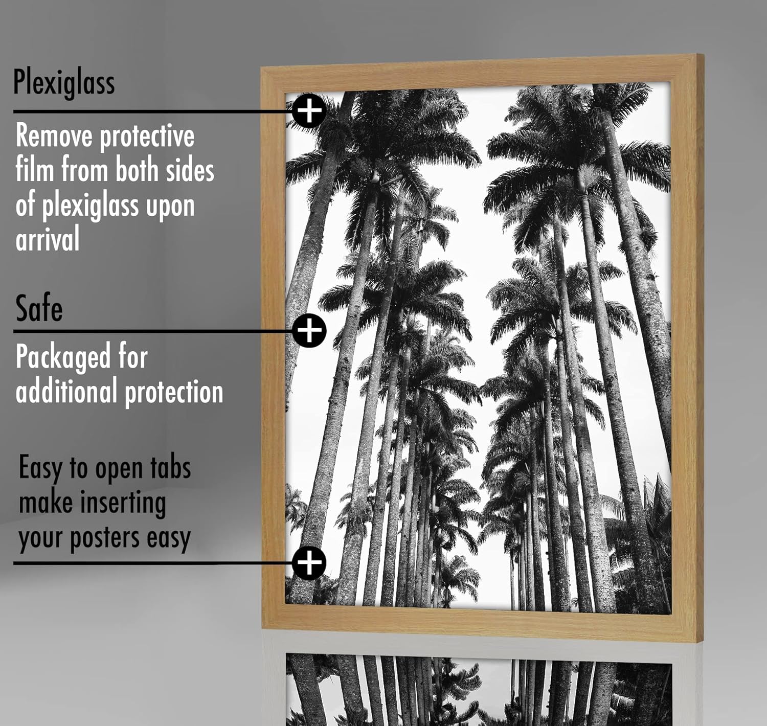 Americanflat 22x28 Poster Frame with Polished Plexiglass - Wide Picture Frames Made of Engineered Wood for Vertical or Horizontal Wall Display - Epic Collection - Pine