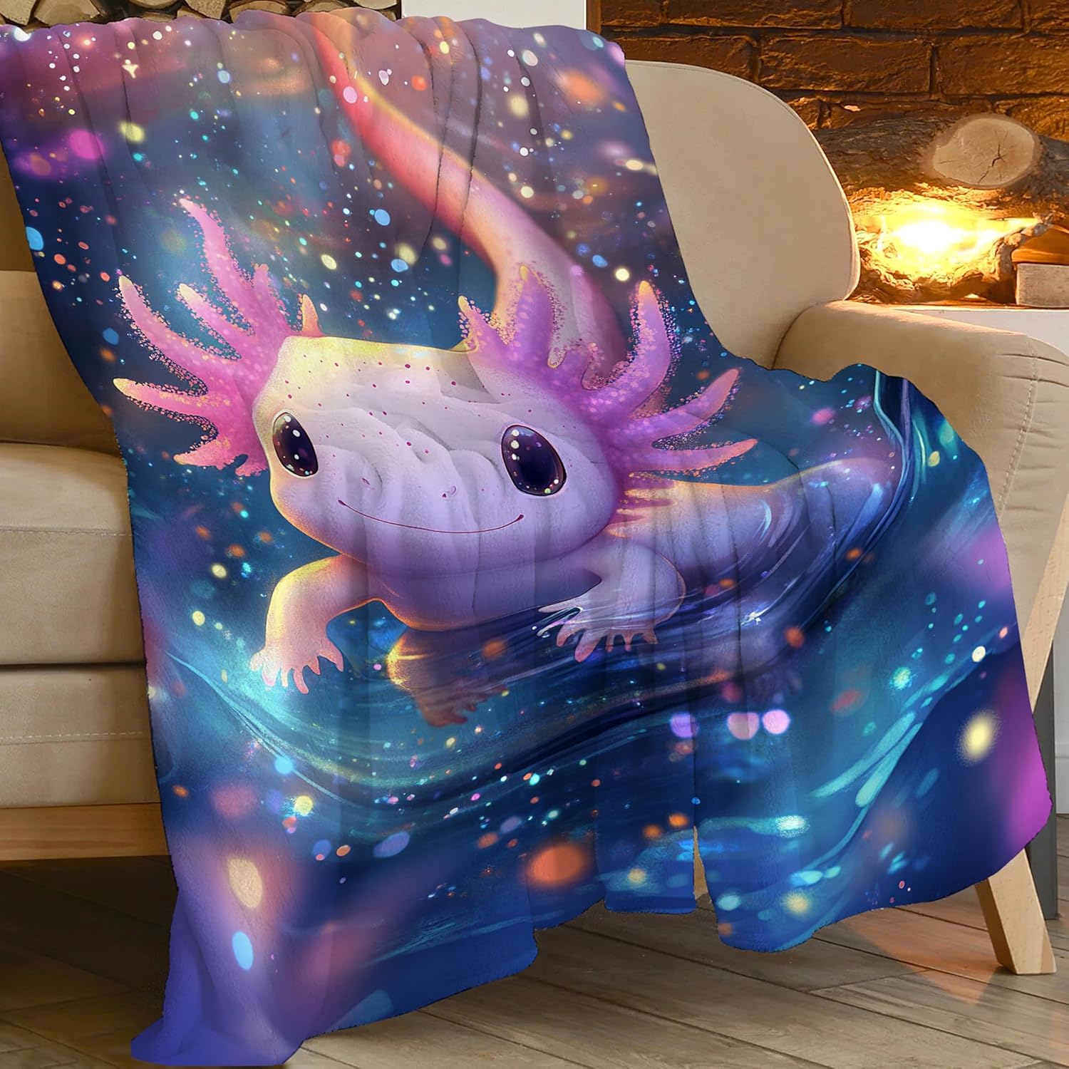 Axolotl Throw Blanket Axolotl Stuff Gifts for Kids Girls Boys Adults Women Man Soft Cozy Warm Plush Fluffy Fuzzy Fleece Blanket Decor 40''X50''