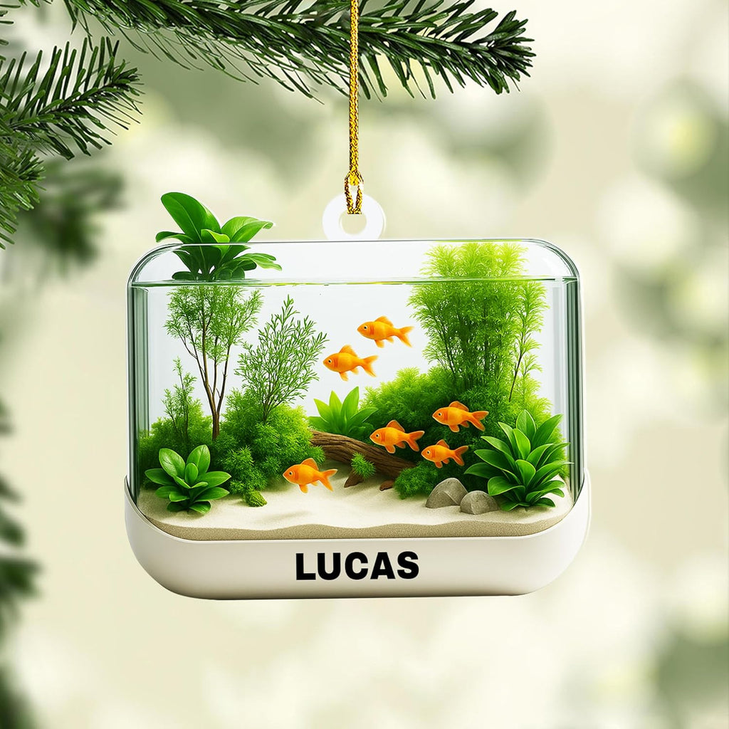 Personalized Aquarium Fish Tank Christmas Ornament 2025, Custom Name Clownfish Holiday Tree Decoration, Unique Keepsake Gift for Fish Lovers, Pet Owners, Kids, Aquarists (ON4)