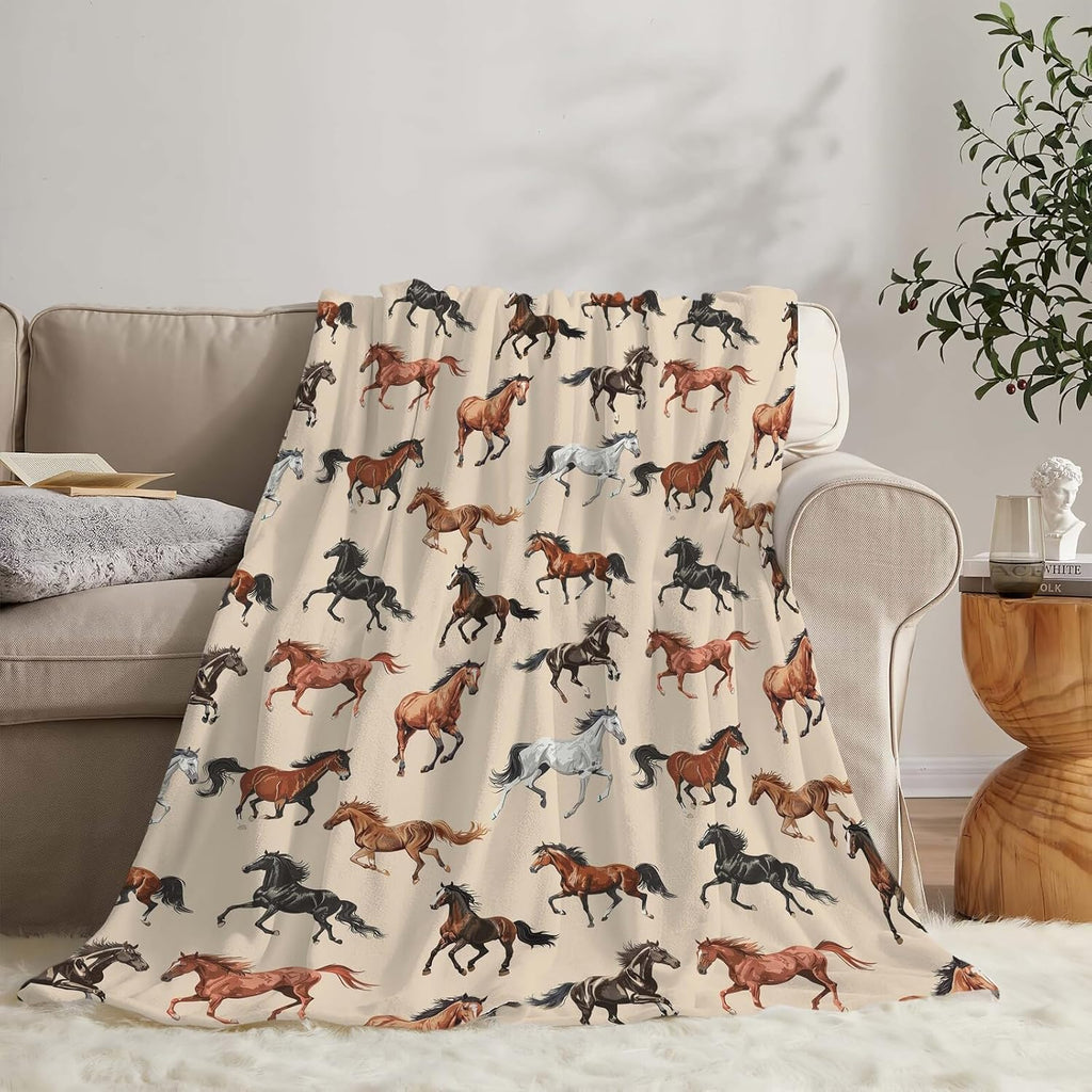 Horse Blanket Horse Throw Blanket Gifts for Girls Boys Kids Adults Women Men Super Soft Cozy Plush Fluffy Fuzzy Fleece Blanket Home Decor 60''X80''