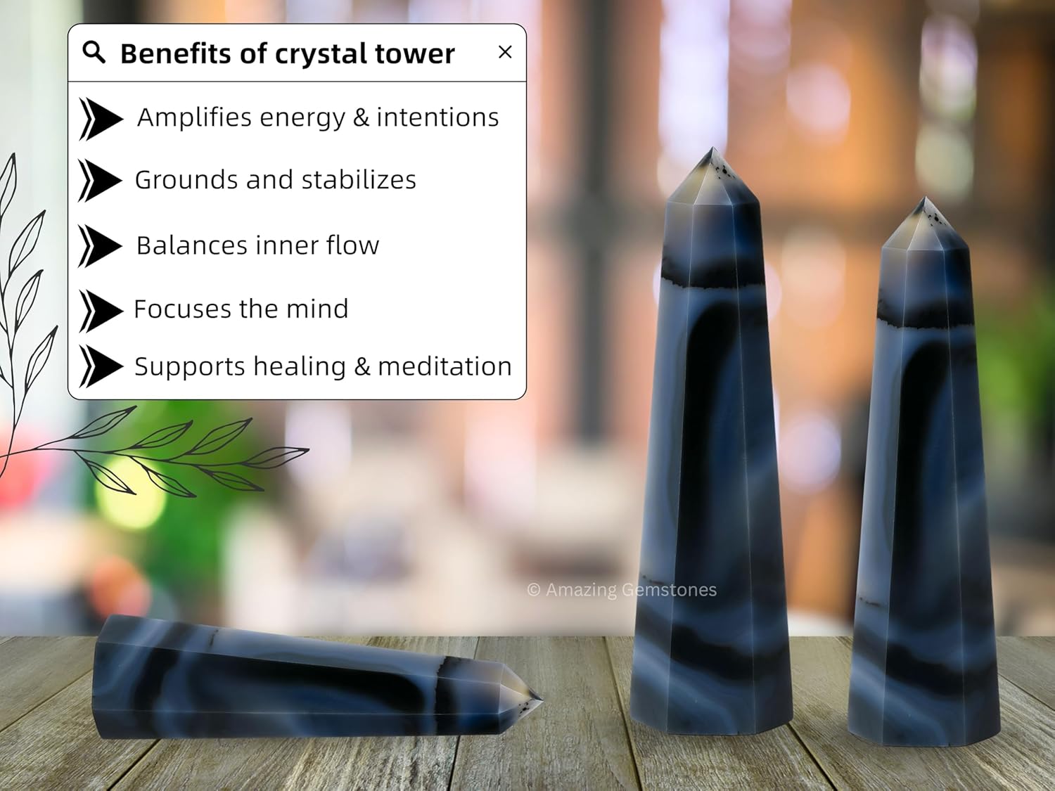 Amazing Gemstone Dendrite Agate Crystal Towers - Natural Healing Crystal Point Obelisk for Reiki Healing and Crystal Grid (2 Inch to 3 Inch)