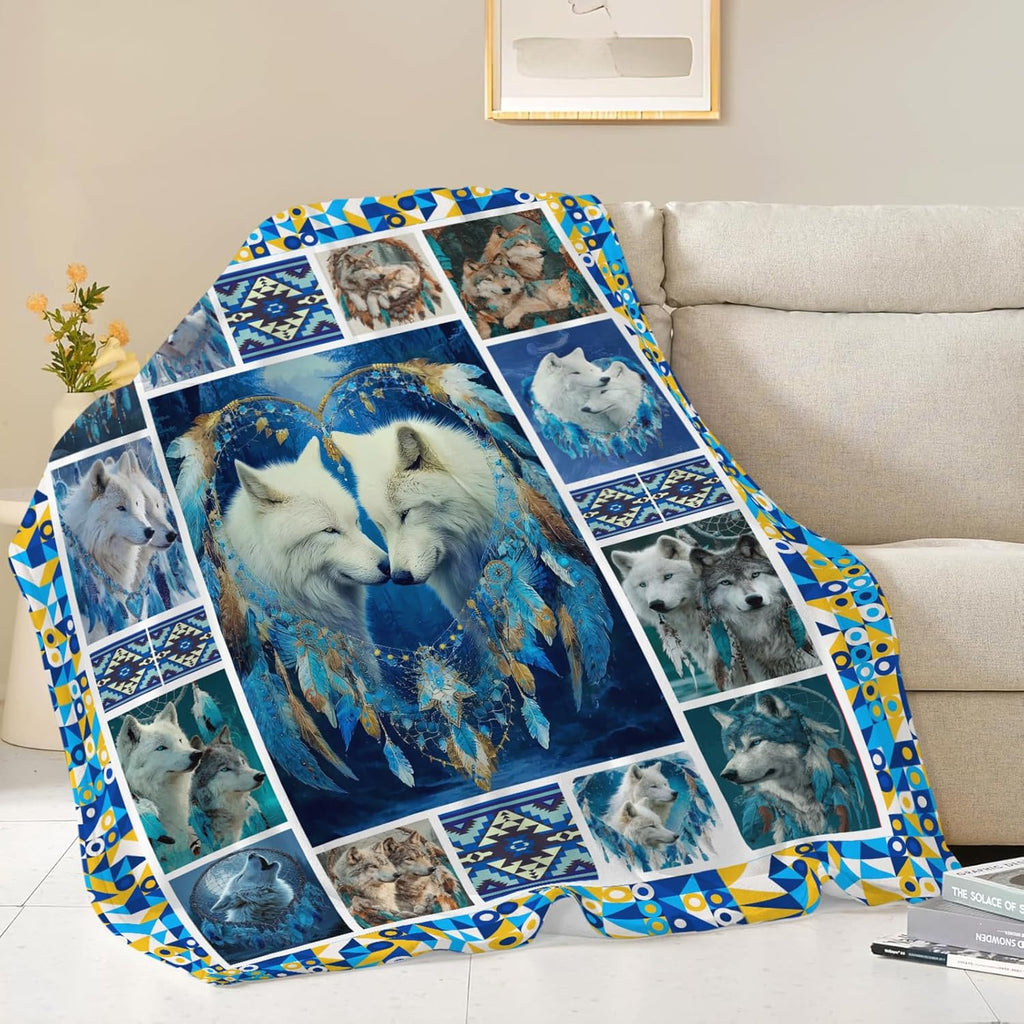 Wolf Throw Blanket Wolf Stuff Gifts for Kids Girls Boys Adults Women Men Soft Cozy Warm Plush Fluffy Fuzzy Fleece Blanket Decor 40''X50''