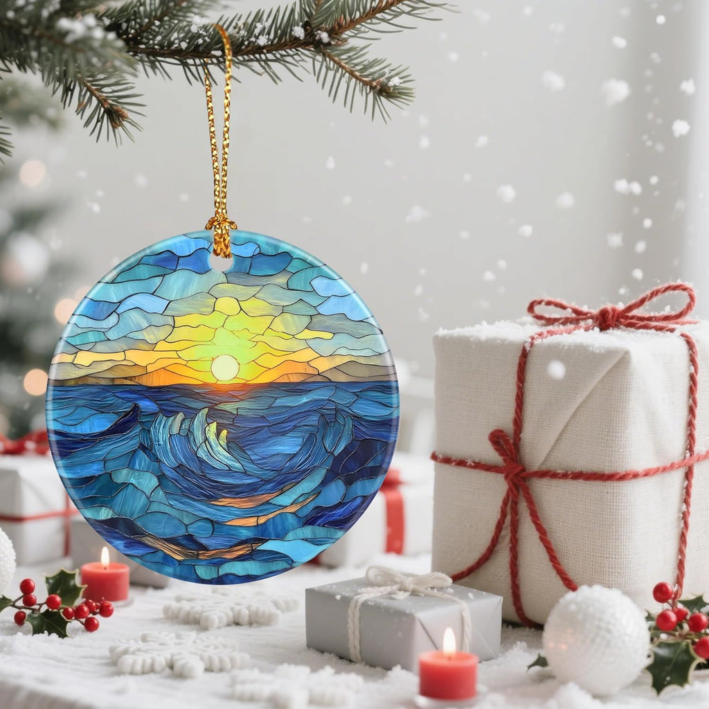 Beach Sunrise-Themed Christmas Tree Decorations, Christmas Ornaments, Keepsake Ornaments, Holiday Decor, Xmas Gifts, Gifts for Sunrise Lovers & Nature Lovers
