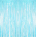 BRAVESHINE Foil Fringe Curtains Backdrop - 2Pcs Pastel Blue Streamers Tinsel Backdrop for Christmas/Winter’s Snowflake/Frozen/Baby/Boy/Under Sea/Shark/Mermaid/Bachelorette/Birthdays Party Decorations