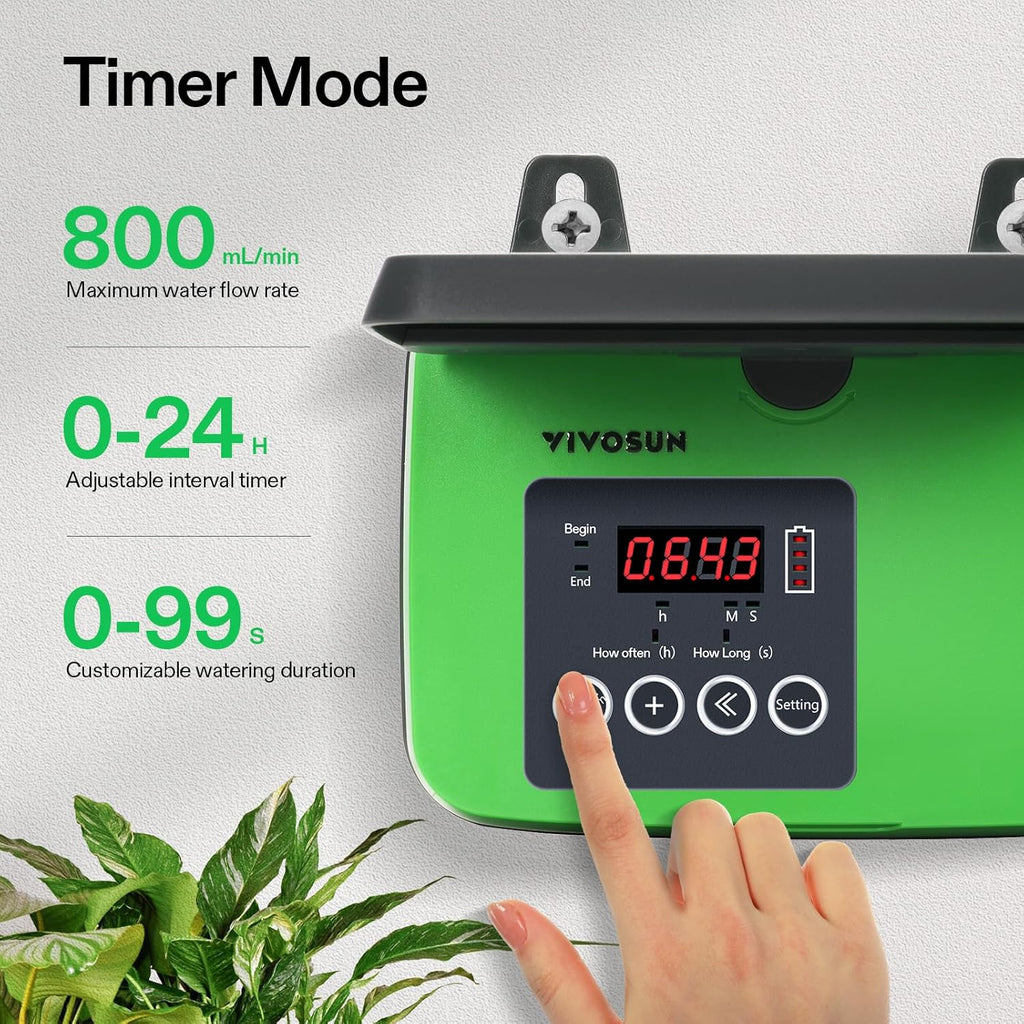 VIVOSUN Solar Automatic Drip Irrigation Kits with Timer, 3W Output, Solar Powered Auto Drip Irrigation System, 15 Pots Garden Plant Watering System, Plant Waterer Indoor Outdoor