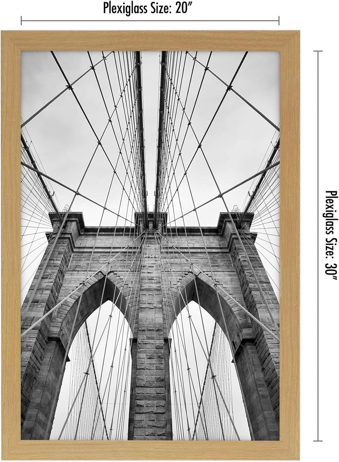 Americanflat 20x30 Poster Frame with Polished Plexiglass - Wide Picture Frames Made of Engineered Wood for Vertical or Horizontal Wall Display - Epic Collection - Pine